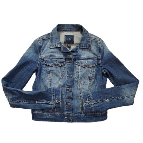 Jessica Simpson Medium Wash Denim Jean Jacket XS - Picture 2 of 8